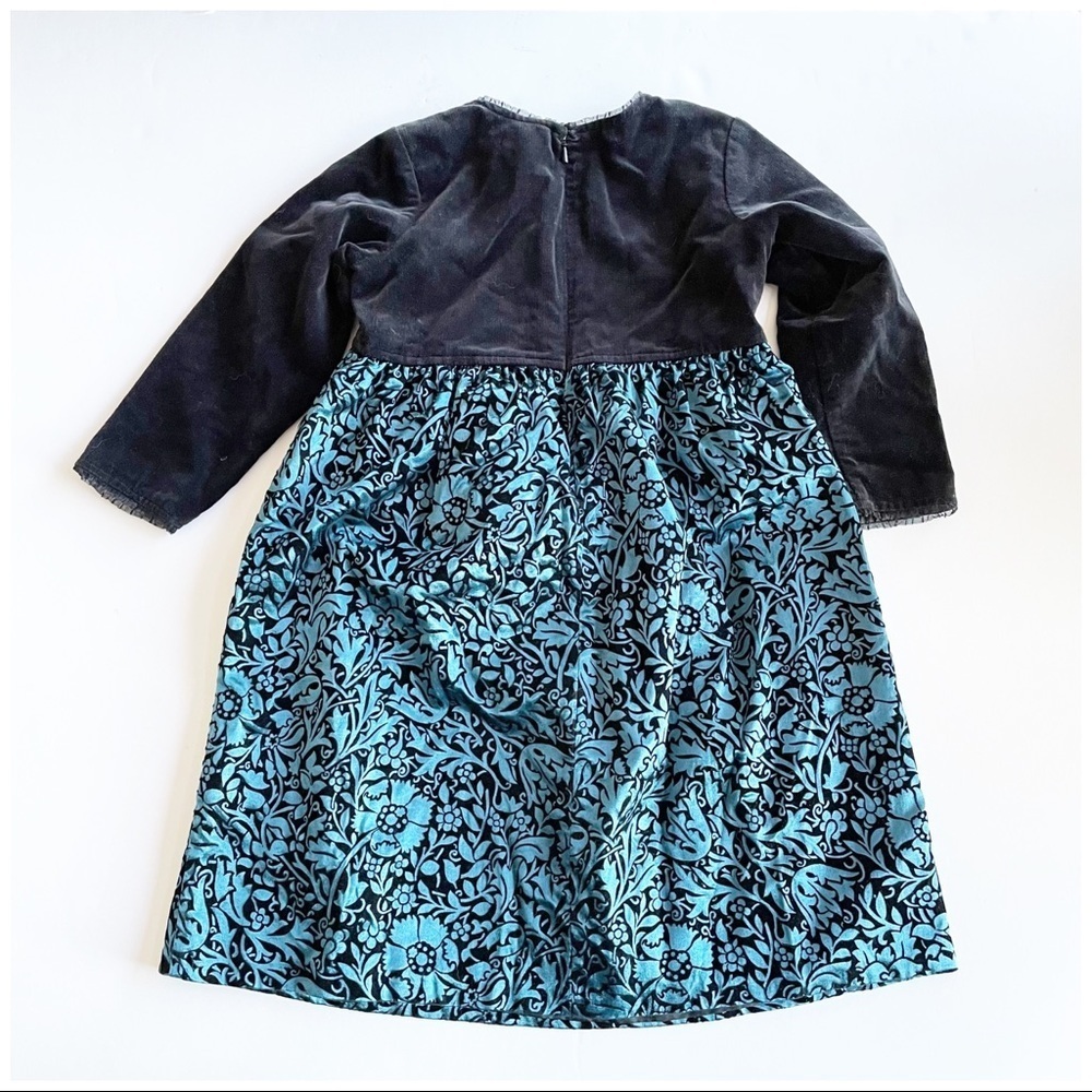 Hanna Andersson Black & Blue Velvet Lace Trimmed Floral Skirt Holiday Dress - Picture 5 of 5